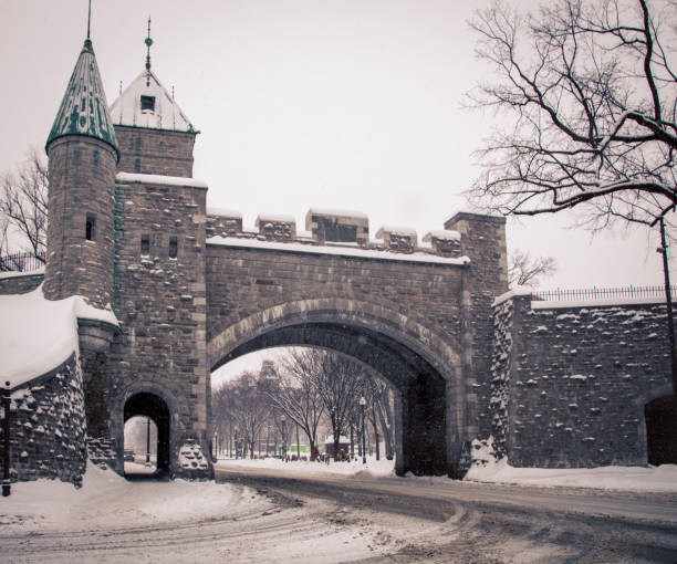 istock Ancient stone wall in Quebec City 1283956646