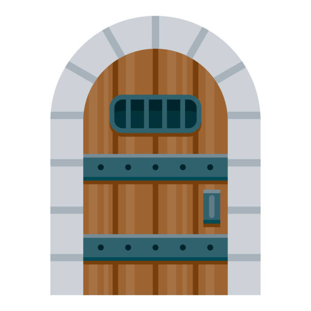 Dungeon Icon on Transparent Background A flat design icon on a transparent background (can be placed onto any colored background). File is built in the CMYK color space for optimal printing. Color swatches are global so it’s easy to change colors across the document. No transparencies, blends or gradients used. dungeon medieval prison prison cell stock illustrations