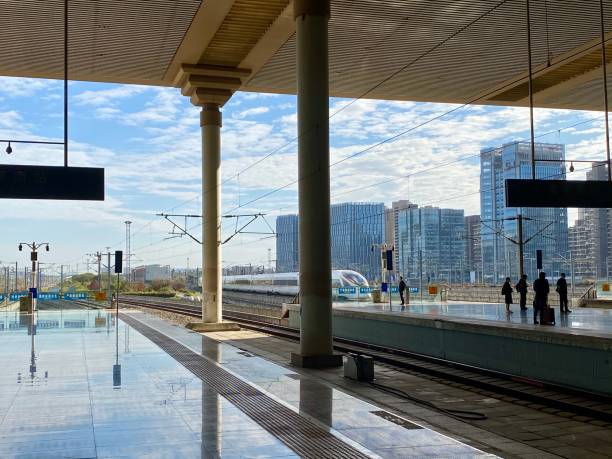 nanjing south railway station, china - editorial iphone train city imagens e fotografias de stock