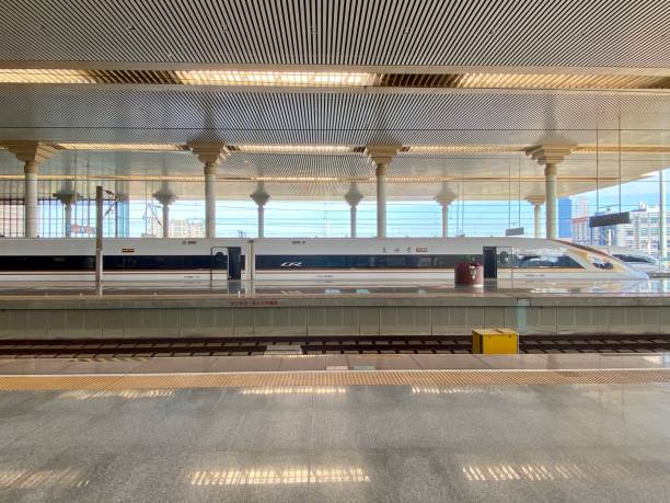 nanjing south railway station, china - editorial iphone train city imagens e fotografias de stock