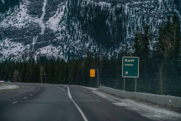 Banff Turnoff from Main Highway - Banff National Park, Alberta, Canada
