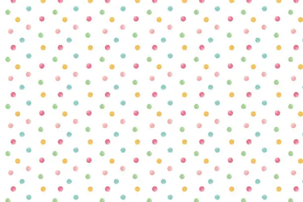 Vector illustration of Watercolor. Polka dots, circle. Background material with swatch data.