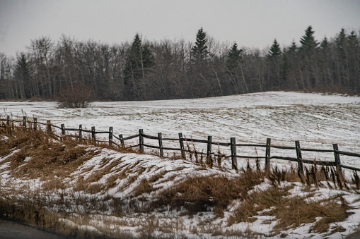 Rural Winter Landscape - Wooden Fence