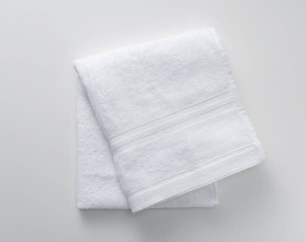 A white towel on a white background. View from above