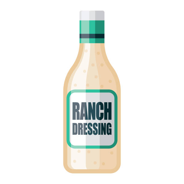 Ranch Salad Dressing Icon on Transparent Background A flat design icon on a transparent background (can be placed onto any colored background). File is built in the CMYK color space for optimal printing. Color swatches are global so it’s easy to change colors across the document. No transparencies, blends or gradients used. ranch dressing stock illustrations