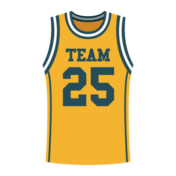 Basketball Jersey Icon on Transparent Background A flat design icon on a transparent background (can be placed onto any colored background). File is built in the CMYK color space for optimal printing. Color swatches are global so it’s easy to change colors across the document. No transparencies, blends or gradients used. sports jersey stock illustrations
