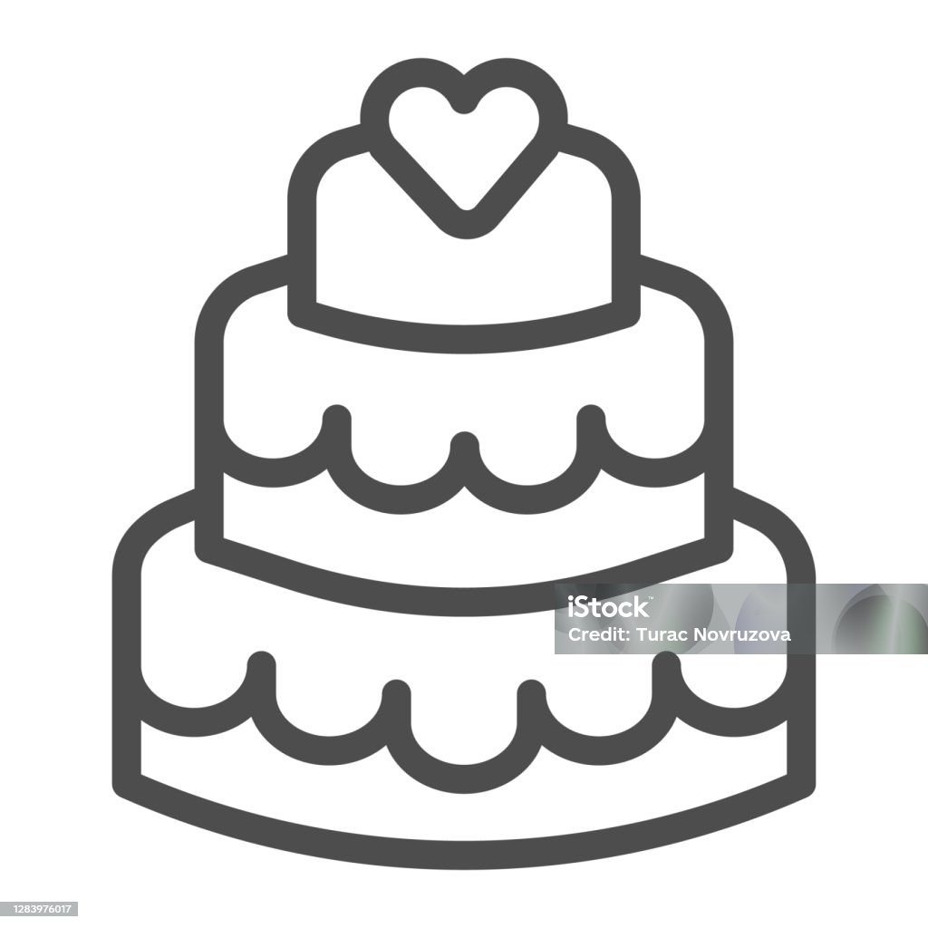 Three Tiered Cake Line Icon Birthday Cupcake Concept Sweet Dessert ...