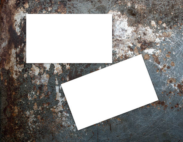 Business card and name card mockups on rusty metal