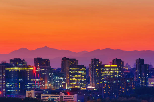 istock Urban architectural lights in the sunset 1283981245