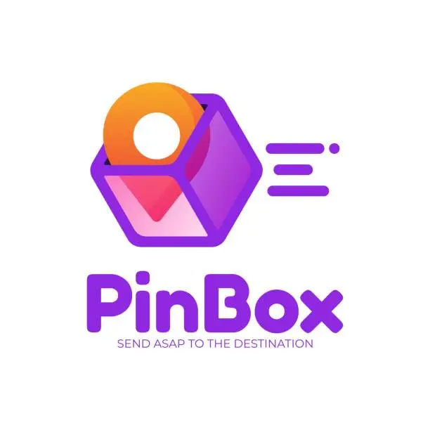 Vector illustration of Vector Illustration Pin Box Gradient Colorful Style.