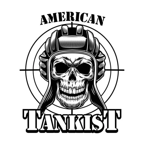 Vector illustration of US tankman skull vector illustration