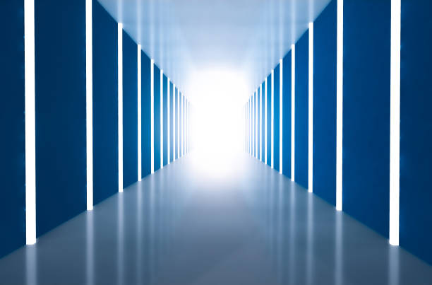 istock Modern futuristic sci-fi corridor with neon lights . 1283985047