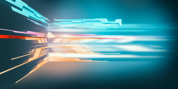istock Modern futuristic sci-fi background with colorful neon lights . 1283985614