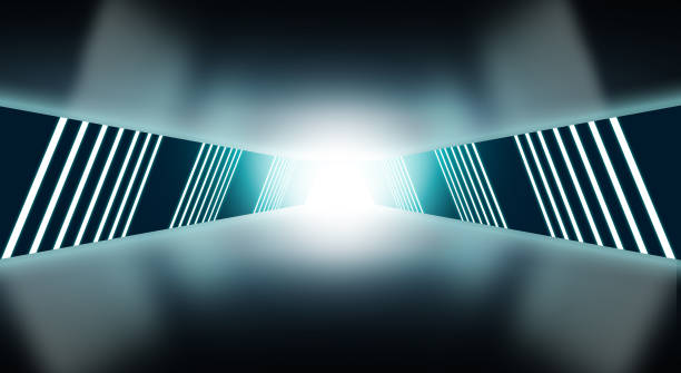 istock Modern futuristic sci-fi corridor with neon lights . 1283985665