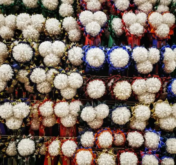 A bunch of homecoming mums, a Texas tradition