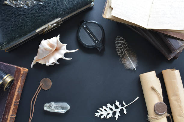 Retro composition on desk with traveler items
