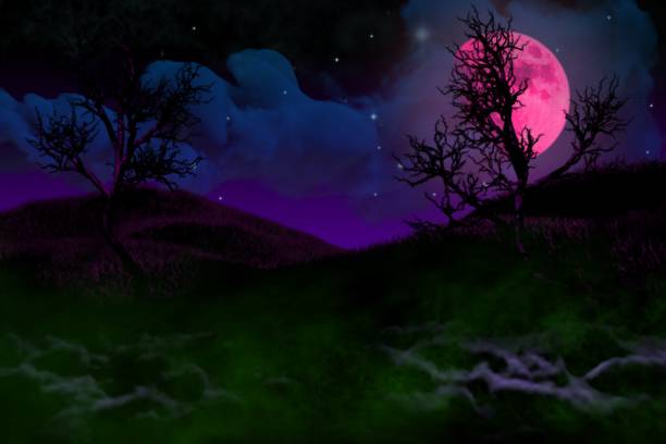 istock colorful haunting night texture - bokeh background design template 3D illustration soft focus jack-o-lantern concept 1283992516