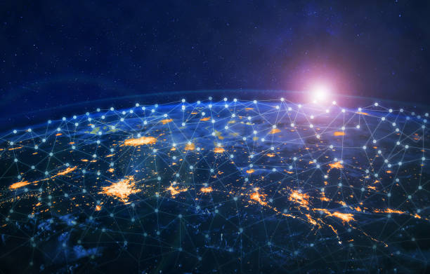 istock global business network concept, planet Earth from space, communication technology 1283995155