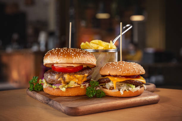 istock Two pieces of hamburger 1283995181