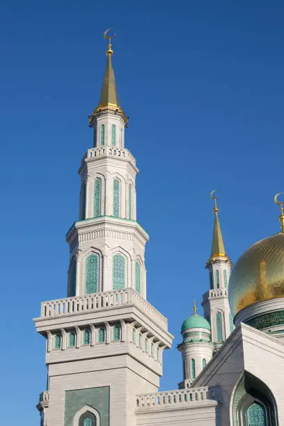 Photo of White Minaret Moscow Cathedral Mosque, vertical