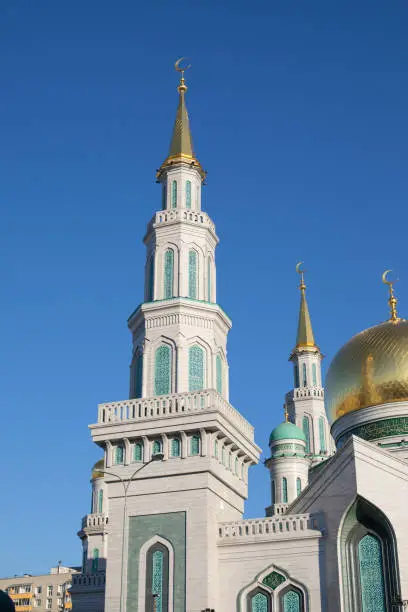 Photo of White minaret Moscow Cathedral Mosque, Muslim landmark