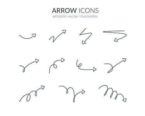 thin line drawing arrows. editable stroke vector illustration