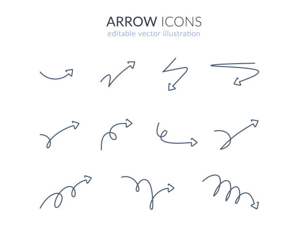 arrow warp icon set for web and app thin line drawing arrows. editable stroke vector illustration arrow bow and arrow stock illustrations