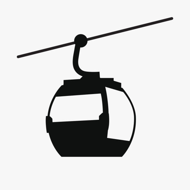 ケーブルカー鉄道。山岳地帯のスキーケーブルリフト - ski lift vector sign symbol点のイラスト素材／クリップアート��素材／マンガ素材／アイコン素材