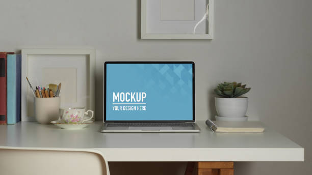 istock Workspace with laptop, books, stationery, decorations and copy space, clipping path 1284004355