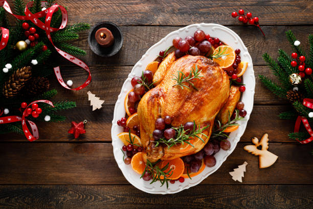 istock Roasted turkey, festive celebration food for Christmas dinner 1284008517