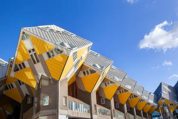 Yellow cubic houses