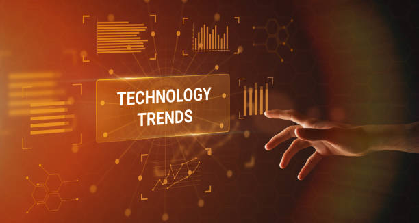 istock Illustration of virtual screen with techology trends 1284016366