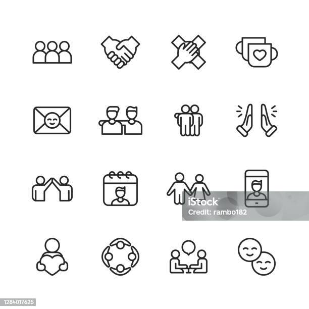 Ilustración de Iconos De La Línea De Amistad Trazo Editable Pixel Perfecto Para Móviles Y Web Contiene Iconos Tales Como Amigo Fiesta Apretón De Manos Invitación Tarjeta De Felicitación Unión Salud Mental Cinco Alto Videollamada Mascota Pareja Relaci y más Vectores Libres de Derechos de Adolescente