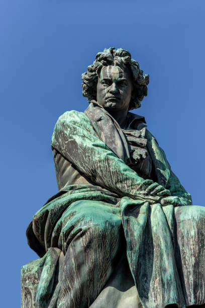 Monument to Ludwig van Beethoven in Vienna, Austria Sculpture of Ludwig van Beethoven on background clear blue sky. Austria, Vienna ludwig van beethoven photos stock pictures, royalty-free photos & images