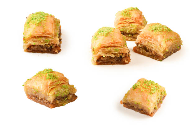 istock Pistachio baklava on a white background. Dessert. 1284019537