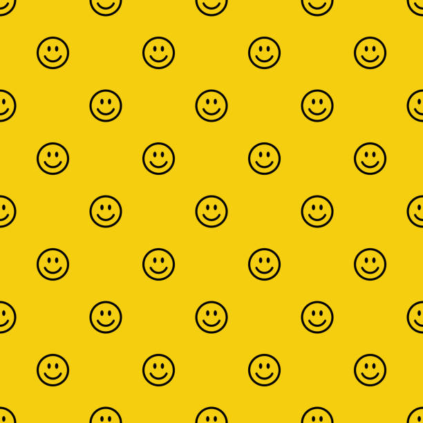 ilustrações, clipart, desenhos animados e ícones de padrão de ícone de sorriso. rostos felizes e tristes. fundo abstrato vetorial - smiley