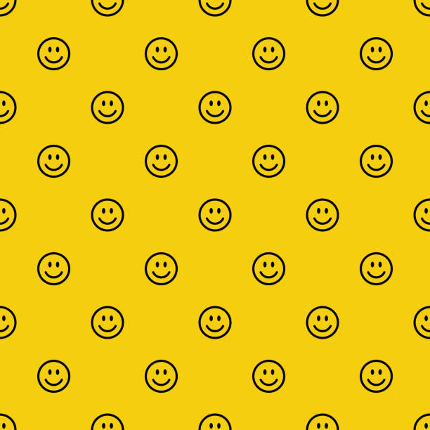 Smile icon pattern. Happy and sad faces. Vector abstract background Seamless pattern with happy and sad faces. Emoji background. Smile line icon texture. Vector illustration crowd of people drawings stock illustrations