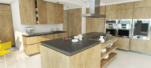 istock Kitchen in wood an concrete 1284025798