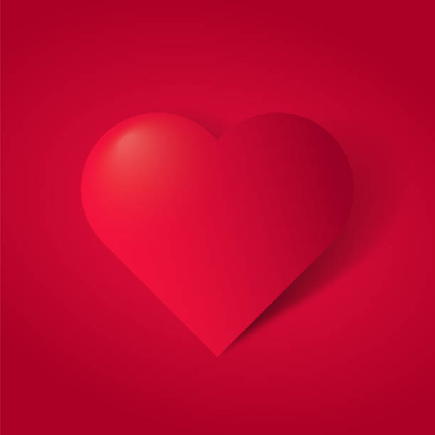 빨간 배경에 기호 3d 빨간 마음으로 해피 발렌타인 데이. 스톡 일러스트레이션 - february valentines day heart shape love stock illustrations