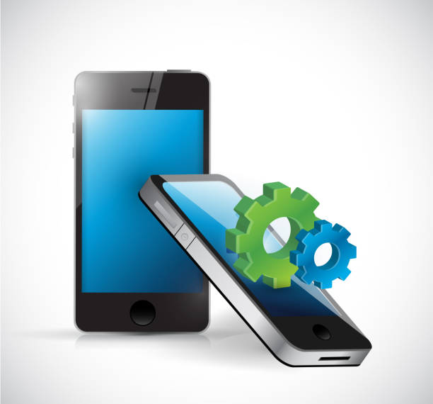 istock Smartphones and business industrial gears. 1284027381