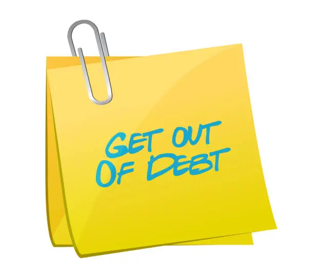 Vector illustration of Get out of debt post sign concept