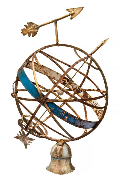 istock Ancient rusted sundial isolated on a white background 1284028766