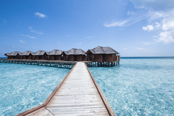istock Water bungalows at maldivian island 1284031646