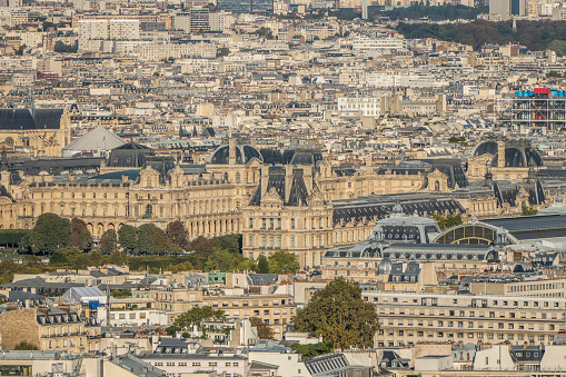 aerial view of the Louvre Museum from the Tour Eiffel