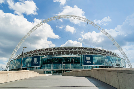 London, UK, July 29, 2007 : Wembley Stadium at Wembley Park Middlesex is a national sports venue hosting major football matches and is a popular travel destination tourist attraction landmark