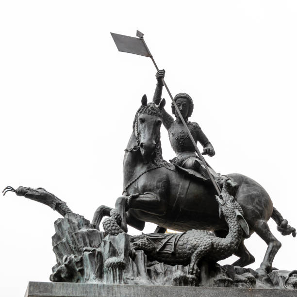istock Statue of St George slaying the dragon 1284035483