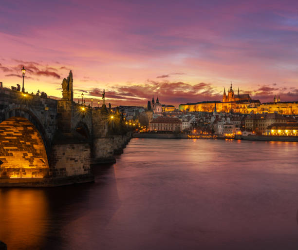 istock Evening at Old town bridge in Prague 1284035499