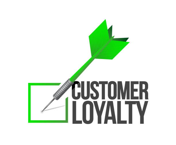 Customer loyalty dart check mark illustration Customer loyalty dart check mark illustration design over a white background dedication industry stock illustrations