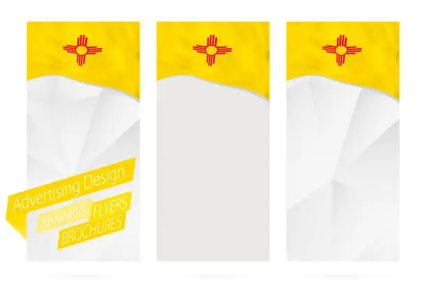Vector illustration of Design of banners, flyers, brochures with New Mexico State Flag.