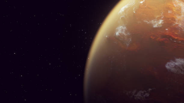 istock A rotating bright yellow planet with an atmosphere, unknown planet outside the solar system 1284045656